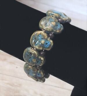 Vintage Stretch Bracelet / Bangle - Skull Bracelet